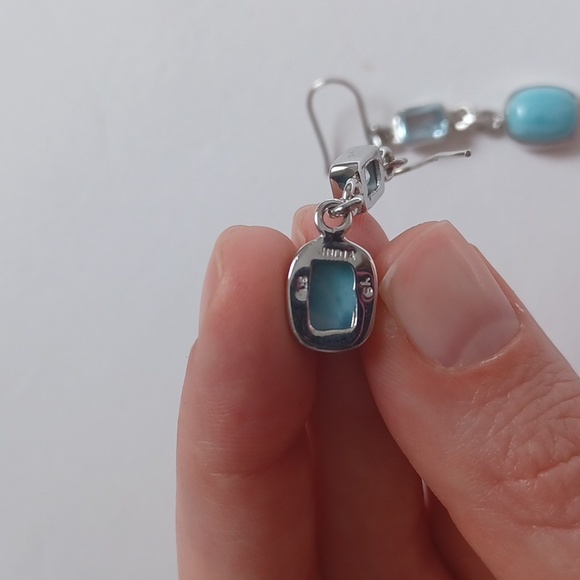 Larimar and 2.50 ct. t.w. Sky Blue Topaz Drop Earrings in Sterling Silver - Picture 2 of 3
